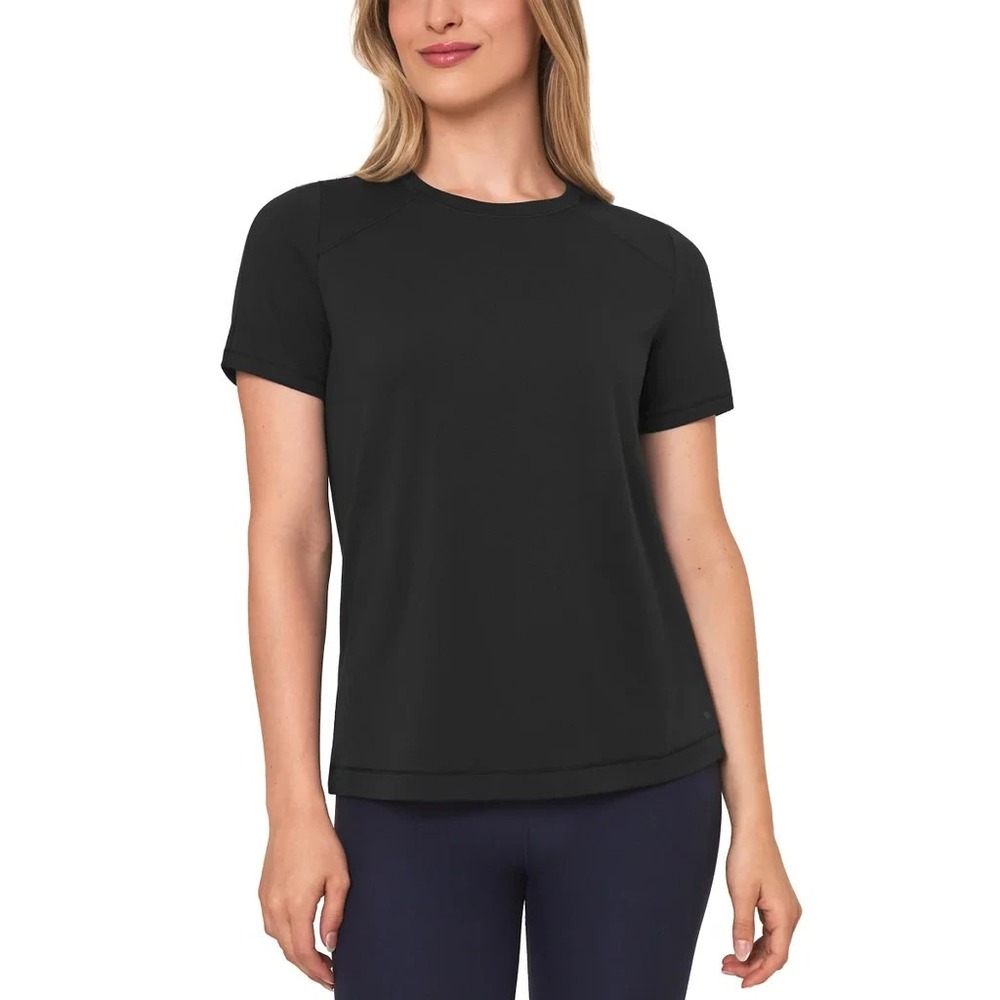 Mondetta Women's Active Short Sleeve Tee, Colony Black, Size XL